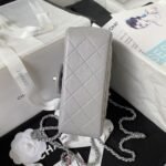 Chanel 23C AS1786 Mini Square Pearl Embossed Flap Bag Antique Silver Hardware Grey - Image 5