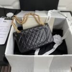 Chanel 23A Classic Medium 2.55 Flap Bag Black Distressed Calfskin Gold Hardware - Image 2