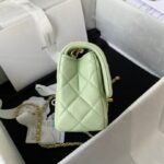 Chanel 23K AS1787 Mini Pearl Embossed Rectangular Flap Bag Lambskin Brushed Metal Hardware Light Green - Image 5