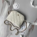 Chanel 24S AP4000 Mini Clutch With Chain Crossbody Bag White Caviar Light Gold Hardware - Image 7
