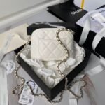 Chanel 24S AP4000 Mini Clutch With Chain Crossbody Bag White Caviar Light Gold Hardware - Image 2