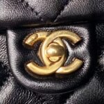 Chanel 24A AS4992 Mini Shiny Lambskin Flap Bag With Top Handle Black - Image 3