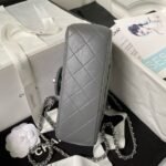 Chanel 23K AS1787 Mini Pearl Embossed Rectangular Flap Bag Lambskin Brushed Silver Metal Hardware Dark Grey - Image 5