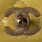 Chanel 24P AP3803 Shiny Crinkled Lambskin Chain Clutch Pearl Handle Yellow - Image 3