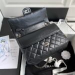 Chanel 23A A37587 Classic Large 2.55 Flap Bag Black Aged Calfskin Ruthenium Hardware - Image 3