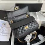 Chanel 23A Classic Medium 2.55 Flap Bag Black Distressed Calfskin Gold Hardware - Image 4