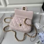 Chanel AS4847 Mini Flap Bag With Top Handle Lambskin Resin Pink - Image 3