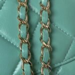 Chanel 24C AS4543 Mini Flap Bag Chain Bag Top Handle Turquoise Lambskin - Image 6