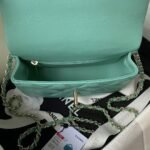 Chanel 24C AS4543 Mini Flap Bag Chain Bag Top Handle Turquoise Lambskin - Image 5