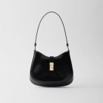 Prada Cleo Brushed Leather Shoulder Bag With Clasp Closure