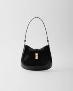 Prada Cleo Brushed Leather Shoulder Bag With Clasp Closure