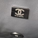 Chanel 23C AS1786 Mini Square Pearl Embossed Flap Bag Antique Silver Hardware Dark Grey - Image 9