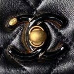 Chanel AS4973 Mini Flap Bag Shiny Lambskin Enamel & Gold Metal Black - Image 3