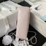 Chanel 23K AS1787 Mini Pearl Embossed Rectangular Flap Bag Lambskin Brushed Silver Metal Hardware Light Purple - Image 4