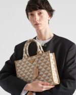 Small Prada Symbole Embroidered Fabric Handbag - Image 7