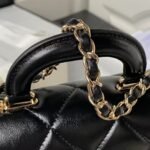 Chanel 24C AS4543 Mini Flap Bag Chain Bag Top Handle Black Lambskin - Image 6
