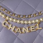 Chanel AS5011 Flap bag Shiny Lambskin Imitation Pearls & Gold-Tone Metal Light Purple - Image 8