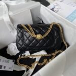 Chanel 23S AS4041 Mini Camellia Embossed Rectangular Flap Bag Antique Gold Hardware Black - Image 2