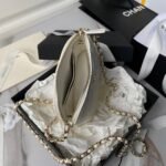 Chanel 24S AP4000 Mini Clutch With Chain Crossbody Bag White Caviar Light Gold Hardware - Image 4