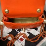 Chanel AS4868 Mini Flap Bag Pearl Lambskin Faux Pearl & Gold Metal Orange - Image 5