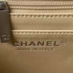 Chanel 23C AS1786 Mini Square Pearl Embossed Flap Bag Antique Silver Hardware Apricot - Image 7