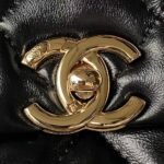 Chanel 24C AS4543 Mini Flap Bag Chain Bag Top Handle Black Lambskin - Image 3