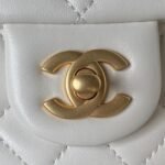 Chanel 23S AS4041 Mini Camellia Embossed Rectangular Flap Bag Antique Gold Hardware White - Image 3