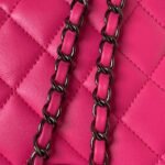 Chanel 24C AS4579 Star Bag Fuchsia and Black Satin Black Metal Hardware - Image 6