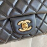 Chanel 23C AS1786 Mini Square Pearl Embossed Flap Bag Antique Gold Hardware Black - Image 3