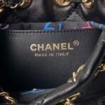 Chanel 24S AS4810 Medium CC Drawstring Backpack Shiny Lambskin Light Gold Hardware Black - Image 9