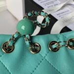 Chanel 24S AS4810 Medium CC Drawstring Backpack Shiny Lambskin Light Gold Hardware Green - Image 5