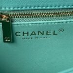 Chanel AS4654 Mini Trendy CC Flap Bag Turquoise Lambskin Light Gold Hardware - Image 7