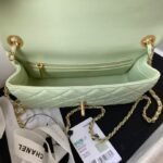 Chanel 23K AS1787 Mini Pearl Embossed Rectangular Flap Bag Lambskin Brushed Metal Hardware Light Green - Image 6