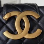 Chanel 24C AS4611 Vintage Logo Lambskin Rectangular Shoulder Bag Black - Image 3