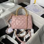 Chanel AS2215 Mini Flap Bag With Metal Top Handle Shiny Calfskin Pink - Image 2