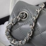 Chanel 23C AS1786 Mini Square Pearl Embossed Flap Bag Antique Silver Hardware Dark Grey - Image 5