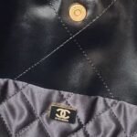 Chanel 22 Hobo Bag 24C AS4486 Gold Metallic Black Shiny Calfskin New Edition Horizontal - Image 8