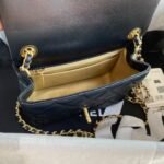 Chanel 23C AS1786 Mini Square Pearl Embossed Flap Bag Antique Gold Hardware Black - Image 7