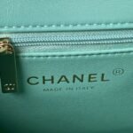 Chanel 24C AS4543 Mini Flap Bag Chain Bag Top Handle Turquoise Lambskin - Image 8