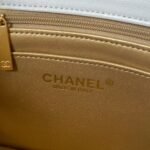 Chanel 23C AS1786 Mini Square Pearl Embossed Flap Bag Antique Gold Hardware White - Image 6
