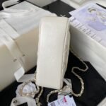 Chanel 24C AS4543 Mini Flap Bag Chain Bag Top Handle White Lambskin - Image 4