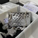 Chanel AS4648 Flap Bag Star Coin Purse Mirrored Calfskin Metallic Calfskin & Gold Metallic Silver - Image 2