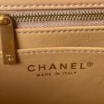 Chanel 23S AS4041 Mini Camellia Embossed Rectangular Flap Bag Antique Gold Metal Hardware Apricot - Image 7