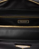 Re-Nylon and Leather Medium Top-Handle Bag With Padlock - Image 4