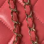 Chanel 24C AS4543 Mini Flap Bag Chain Bag Top Handle Dark Pink Lambskin - Image 6