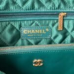 Chanel 22 AS3260 Small Bag Dark Green Calfskin Gold Hardware - Image 8