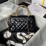 Chanel A92990 Small Flap Bag With Top Handle Black Shiny Calfskin Black - Image 2