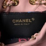 Chanel 24S AS4810 Medium CC Drawstring Backpack Shiny Lambskin Light Gold Hardware Pink - Image 9