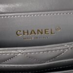 Chanel 24A AS4992 Mini Shiny Lambskin Flap Bag with Top Handle Grey - Image 9