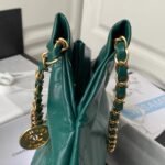 Chanel 22 AS3260 Small Bag Dark Green Calfskin Gold Hardware - Image 5